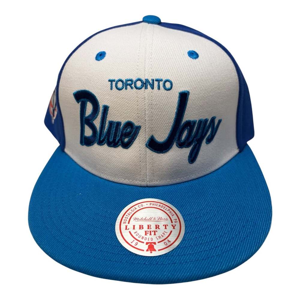 Mitchell & Ness Toronto Blue Jays Liberty Fit Block Script Snapback Hat